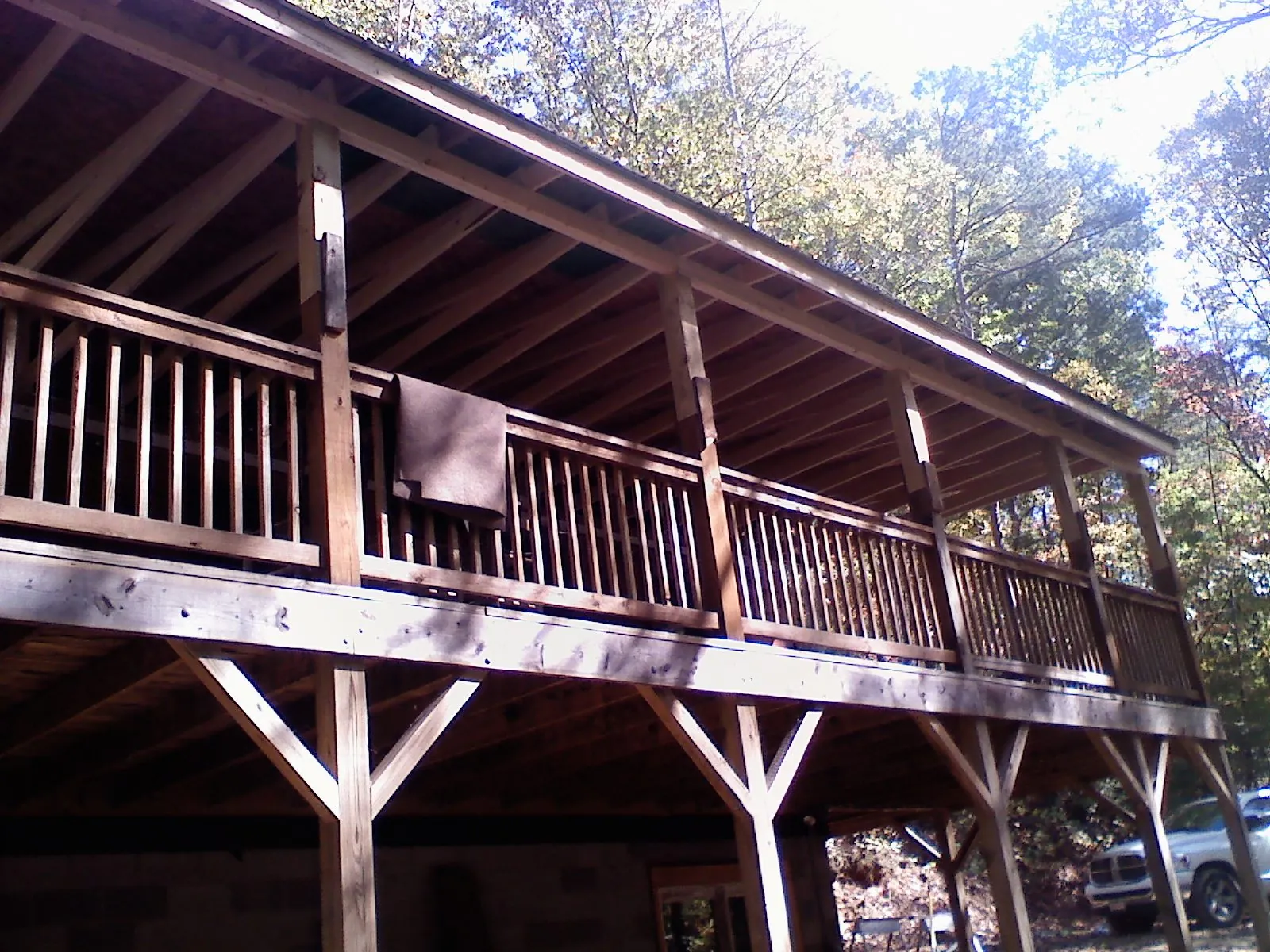 Timber framing under a new elevated porch and deck — Roof Leak Repair in Milanville by Roofing Brothers